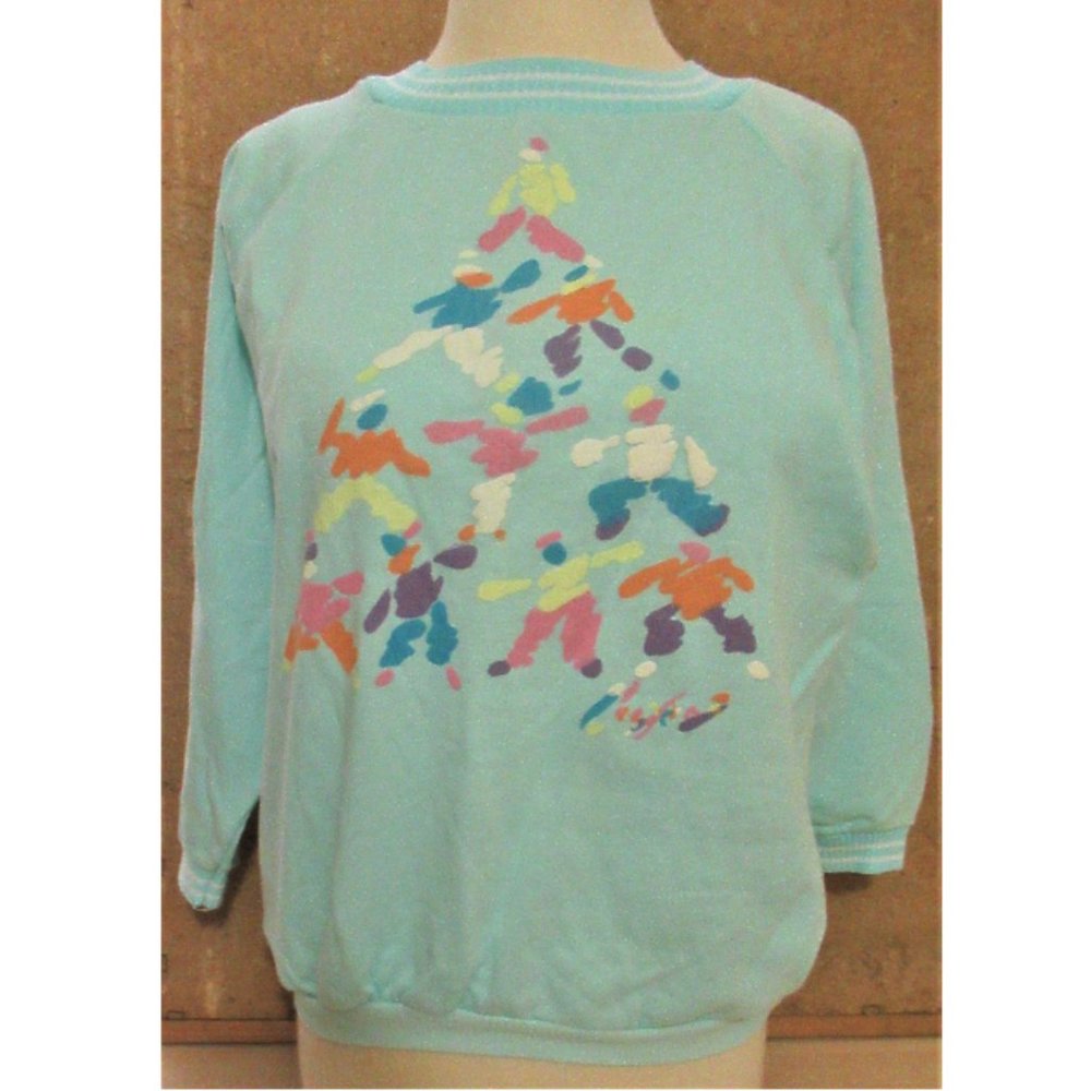 CRAYONS sweatshirt with art deco pyramid of people Sz M